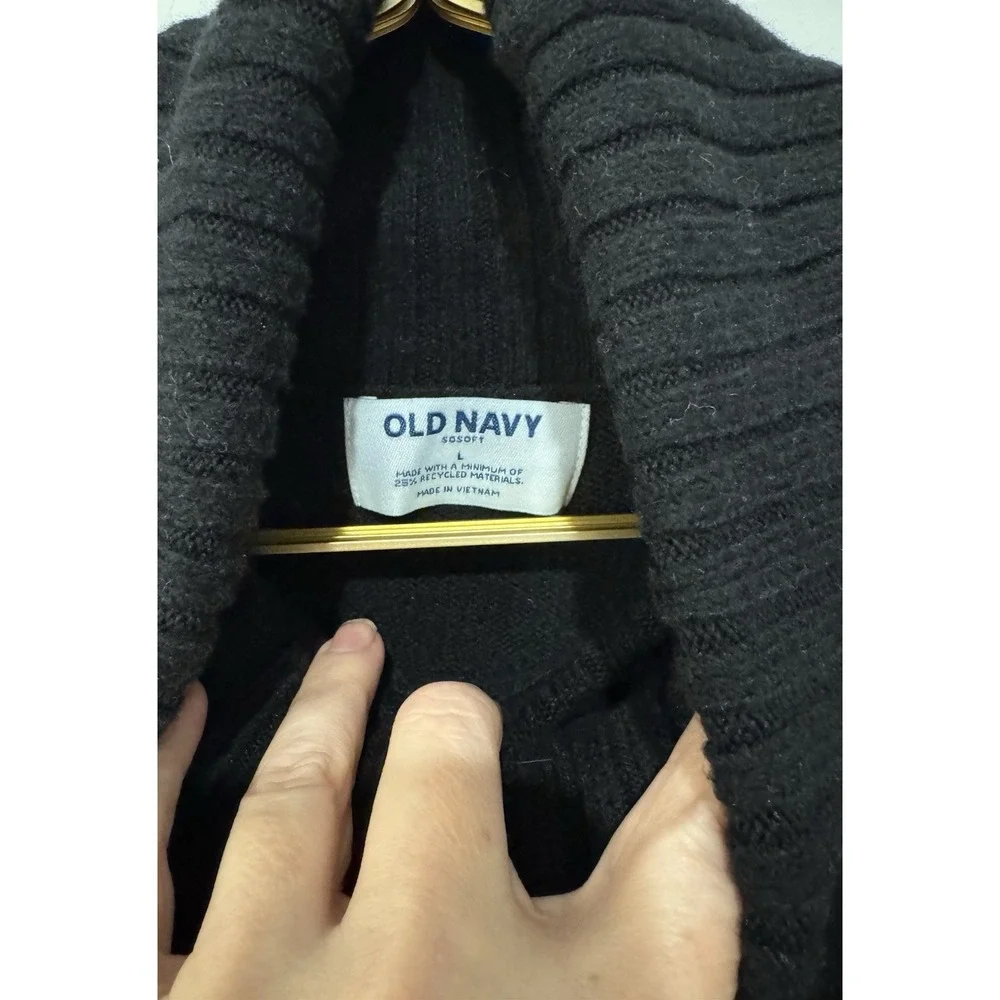 OLD NAVY Women's Pullover Sweater Black Turtleneck Long Sleeve Raglan Size L